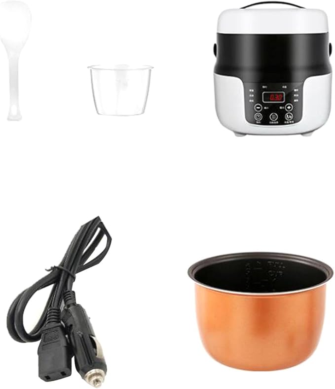 Compact 2L Rice Cooker And Food Steamer for Travel And Home Use 12V 80w