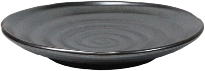 Ebros Gift Iron Black Clay Underglaze Technique Tetsu Kesho Porcelain Dinnerware Kitchen Set Asian Japanese Restaurant Supply (Pack Of 5 Round Dinner Plates 8.75 D)