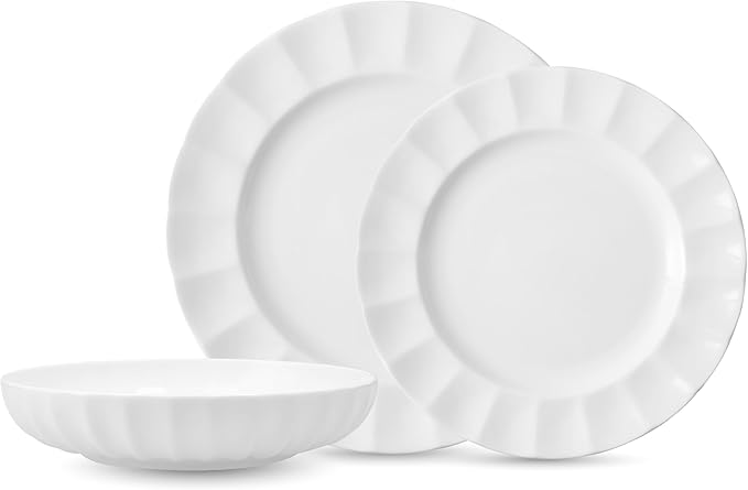 Eater x Zwiesel Fortessa Parasol Bone China 12 Piece Dinnerware Set (Service for 4) White