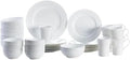 Mikasa Delray 40-Piece White Dinnerware Set Service for 8 Durable Porcelain Plates Bowls and Mugs Dishwasher and Microwave Safe