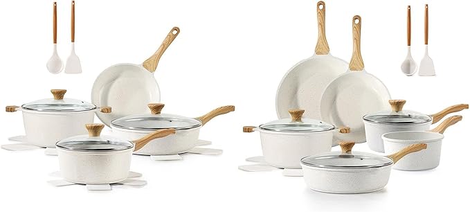 SENSARTE Ceramic Cookware Sets Pots and Pans Set Non stick 13 Piece Induction Cookware 16 Pcs Nonstick Kitchen Cooking Set w/Frying Pans Set Saucepans Set