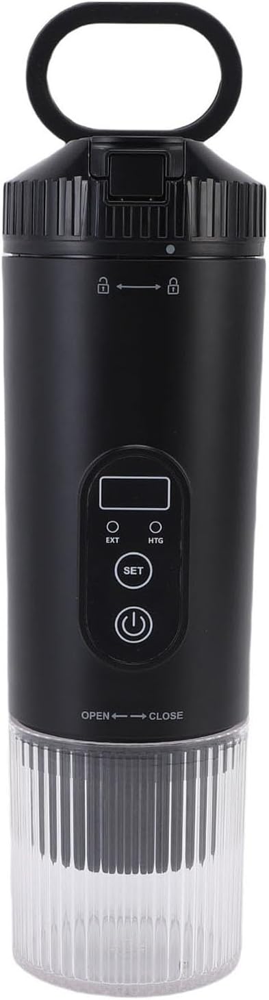 Portable Coffee Maker 21Bar Travel Espresso Machine Car Self Heating Coffee Maker Compatible with Ground and Capsule for Outdoor RV Office Hiking (Black)