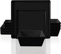 12 Piece Square Melamine Dinnerware Sets for 4 - Plastic Matte Black Plates and Bowls Sets Best for Indoor Outdoor Grill Holiday Party Camping BPA-Free Dishwasher Safe