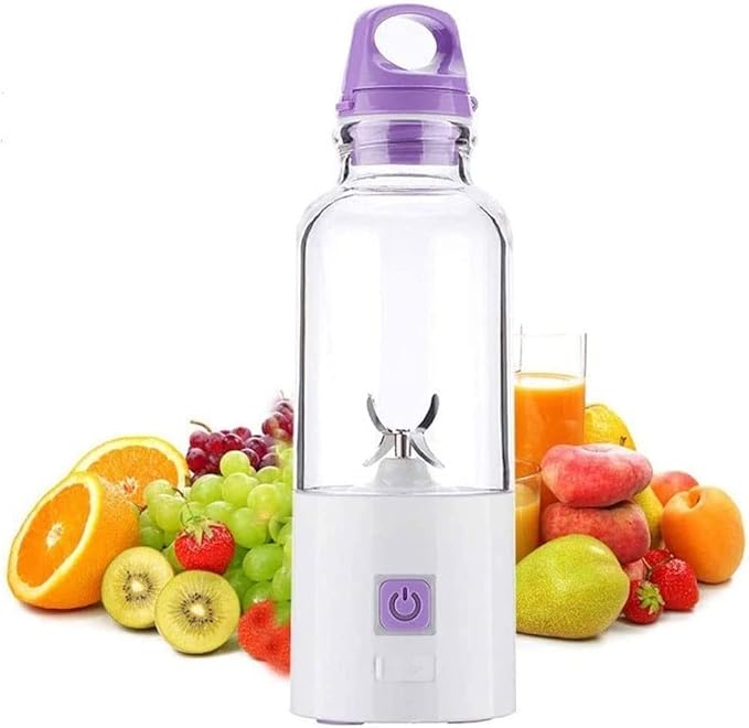 Portable BlenderPersonal Mixer Fruit Rechargeable with USBMini Blender for Fruit JuiceMilk Shakes 500mlPersonal Blender for Shakes and Smoothies (Color : Purple)