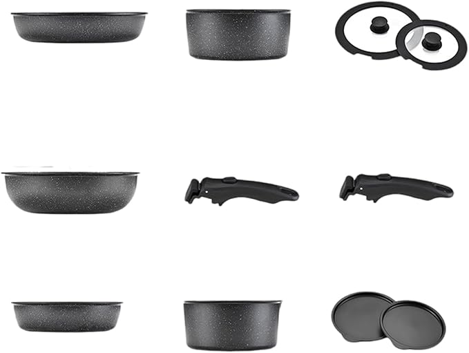 Multifunctional Nonstick Pots And Pans Practical Dishwasher Safe Cookware With Detachable Handle Kitchen Cooking Set