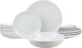 10 Strawberry Street 12 Piece Coupe Stoneware Dinnerware Set with Dinner Bowl Service for 4 White