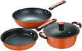 Nonstick Cookware Set 3 PiecesInduction Pots and Pans Sets Induction Frying Pan Chemical-Free Kitchen Sets with Stay-Cool Handle Saucepan Stock Pot Skillet Stone Set