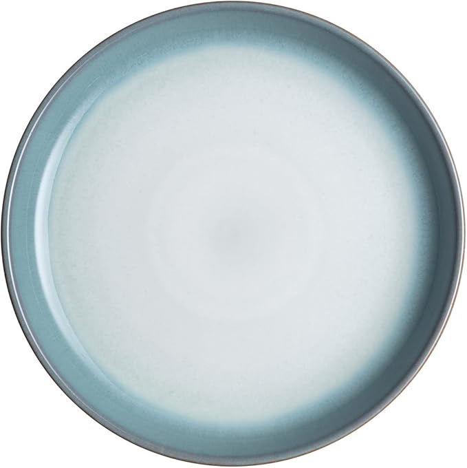 Denby - Azure Haze Blue Coupe Small Plates Set of 4 - Stoneware Ceramic Plates for Everyday Use - Dishwasher Oven Microwave and Freezer Safe - Blue White Reactive Gradient Glaze - Chip Resistant