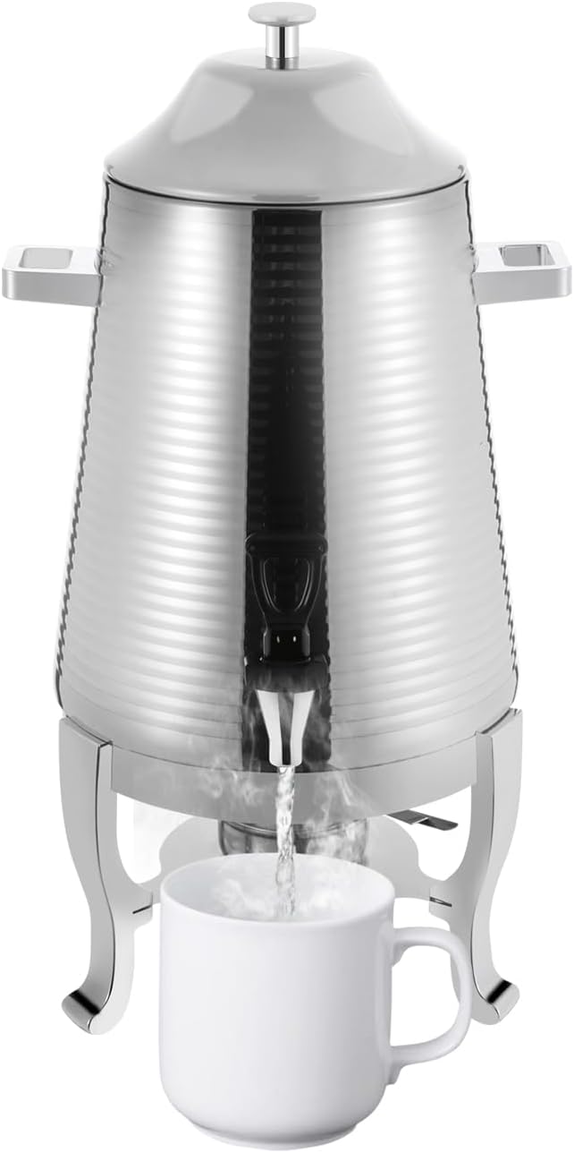 Coffee Urn With Fuel Holder 3.43 Gallon/13L Stainless Steel Beverage Dispensers for Coffee Tea Milk Juice Water Hot Drink Dispenser with Stand Chafer Urn with Spigot for Parties Catering (Silver)
