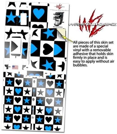 Decal Style Vinyl Skin compatible with Keurig K10 / K15 Mini Plus Coffee Makers Hearts And Stars Blue (COFFEE MAKER NOT INCLUDED)