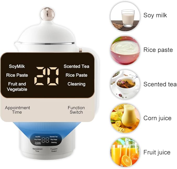WOOLALA 110V Soy Milk Maker Machine with Screen 350ML Personal Health Stew Cup Powerful Blender &amp Automatic Brewing for Smooth Vegan Nut Milk Maker12 Hours Appointment