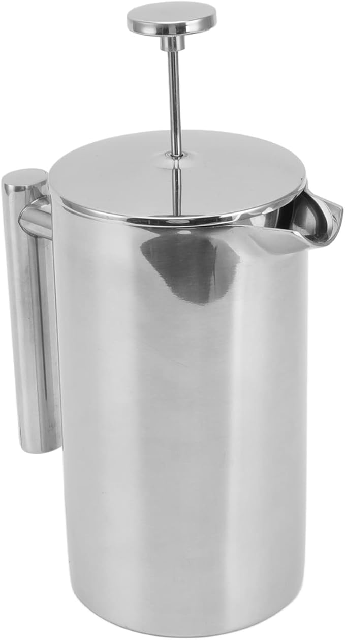 ZJchao French Press Coffee Maker Stainless Steel Double Wall Teapot Hand Brewed Coffee Press with Filter Screen Large Capacity Durable Heat for Home Office Camping Travel (350ml)