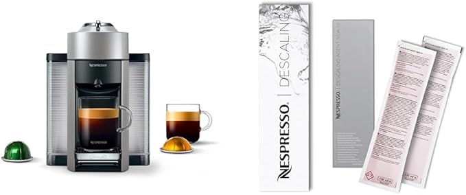 Nespresso Vertuo Coffee and Espresso Maker by De'Longhi Silver Descaling Kit