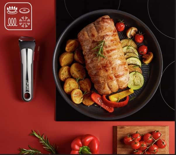 Tefal Ingenio Unlimited ON Pots &amp Pans Set 8 Pieces Stackable Removable Handle Space Saving Non-Stick Induction Black L3959053