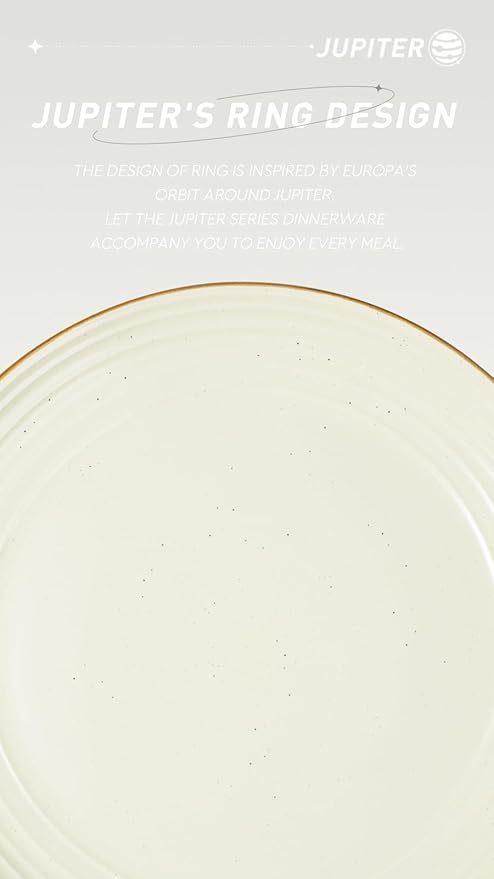 Famiware Jupiter Plates and Bowls Set with Coffee Mugs Set 16 Pieces Dinnerware Sets Vanilla White