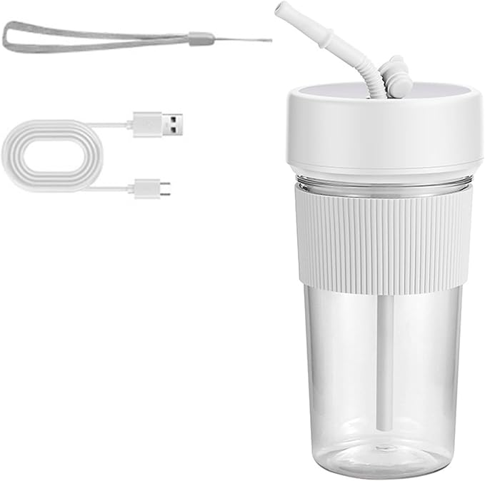 Portable Blender with Straw 350ML Rechargeable Juicer Cup with 6 Blades &amp Type-C Charging for Travel/Home (Green)
