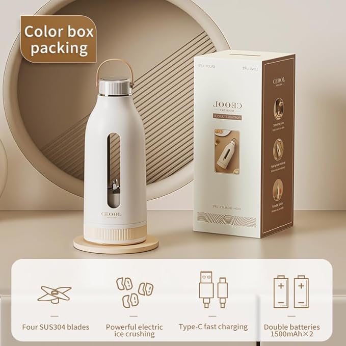 Portable Blender Personal Blender for Shakes and Smoothies Mini Juicer Cup with 6 Blades and LidUSB-C Rechargeable Self Cleaning 12OZ Single Serve Blenders for Travel Home Office Camping
