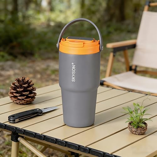 Portable Coffee Maker Mug for TravelMini Espresso Coffee Machine20 oz Thermos Cup with Lid Fast Extraction Electric Filter BrewerInsulated Stainless Steel Tumbler (Grey)