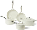 Amazon Basics Ceramic Nonstick Cookware 8-Piece Set of Pots and Pans Dishwasher and Oven-Safe All Cooktop Induction Friendly Ivory