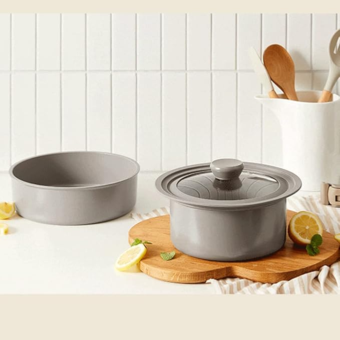 Hanssam Titanium coating hands free organic Pot Cookware Set of 5P Gray