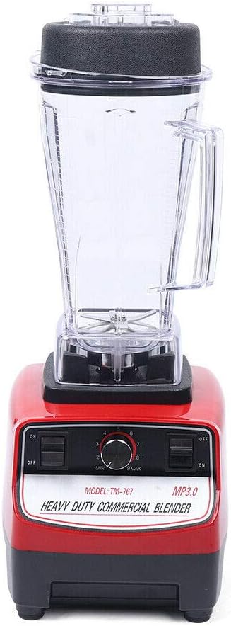 110V Professional 2L 1500W 2HP Heavy Duty Commercial Grade Countertop Electric Mixer Juicer Mixer Food Processor for Crushing Ice Frozen Dessert SoupFishSpeed 4300RPM (Red+White)