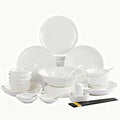 White Ceramic Dinnerware Set: Plates &amp Bowls for Kitchen Microwave &amp Dishwasher Safe Dishes Collection (38pcs)
