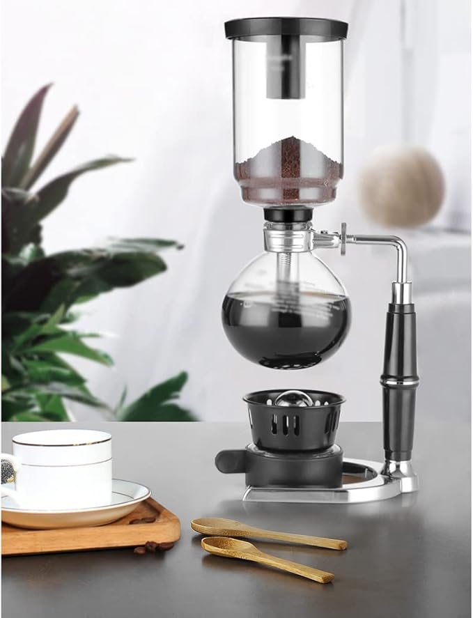 JITEM Cafetera Syphon Coffee Maker Japanese Style Vacuum Glass Siphon Pot Percolators 3-5 Cups Glass Tabletop Siphon Coffee Maker for Coffee or Tea