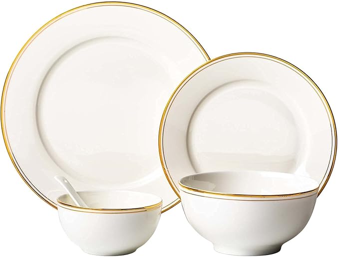 4- Piece Dinner Set Nordic Style Phnom Penh Dishes Set for 1 Simple Bowl Tableware Fruit Salad Plate Porcelain Household Dinnerware Set