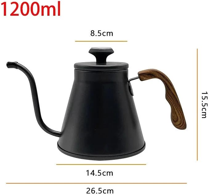 Pour Over Coffee Kettle Stainless Steel Coffee Maker Hand Drip Coffee Kettle with Thermometer Gooseneck Kettle Coffee Pot for TeaCoffee(Black)