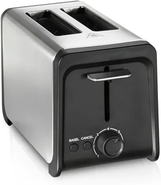 2-Slice Toaster - Stainless Steel with Extra Wide Slots Bagel Function &amp Toast Boost Removable Crumb Tray 7 Shade Settings