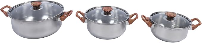 Stainless Steel Cookware Set Multifunctional Wooden Grain Kitchen Pots and Pans Set with Kettle for Home Use
