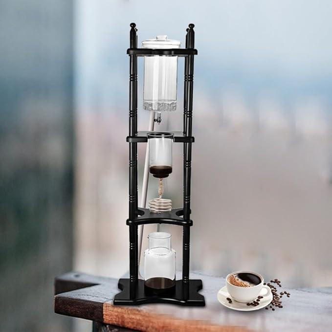 Cold Brew Coffee Machine Tower-Style Iced Coffee Machine 2L/67.63 oz Glass Dutch-Style Coffee Drip Filter Portable Home Ice Drip Coffee Tower