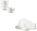 Sureasy Soup Bowls with Handles Set of 4 + Dinnerware Sets 12 Piece White