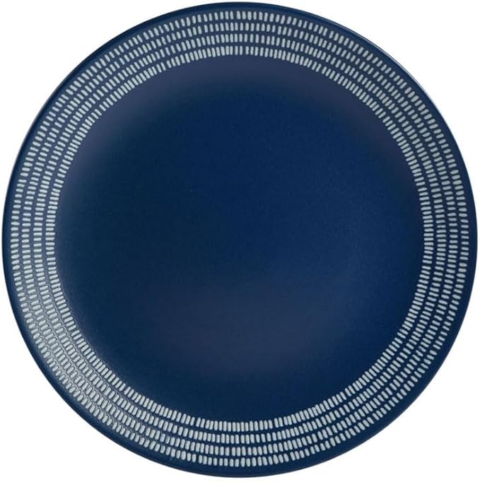 Tableware Set of Plates Dinner Sets 16-Piece Striped Rim Stoneware Dinnerware Set Plate Ceramic Dishes