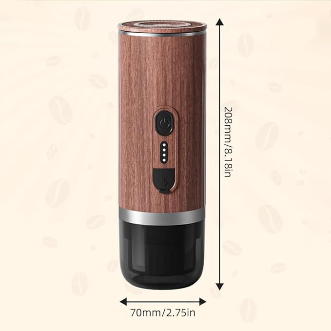 ZJchao Portable Electric Coffee Machine Cordless Heating 3oz Single Serve Mini Coffee Maker with 3 in 1 Powder N Capsule DG Capsule Bin 92 20Bar Pump Pressure 7500mAh Battery for (Black)
