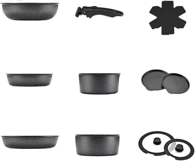 Multifunctional Nonstick Pots and Pans Practical Dishwasher Safe Cookware with Detachable Handle Kitchen Cooking Set Cooking Set
