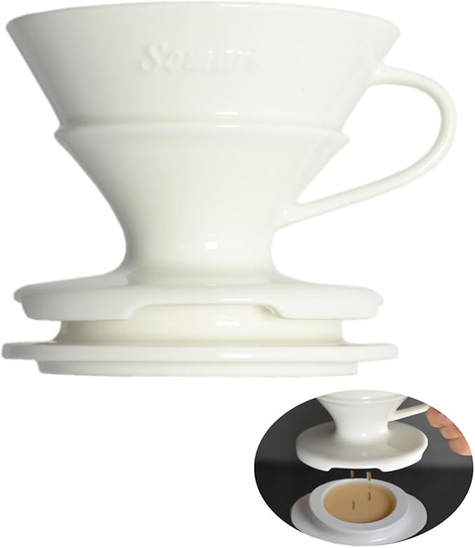 Pour over Coffee Dripper Set V Shape Size 2 Fine Ceramic Dripper + Drip Tray