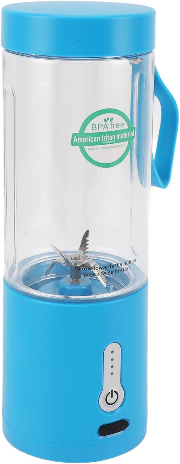 Portable Electric Juicer Cup 530Ml USB Rechargeable Blender for Home Office and Travel High Speed Blender with Large Capacity and 6 Blades for Smoothies Shakes