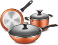 Household Non-Stick 3-Piece Aluminum Alloy Cookware Set with Tempered Glass Lids Induction &amp Gas Stove Compatible
