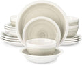 16 Piece Stoneware Tableware Set with Dinner Dessert Plate Cereal Pasta Bowl for 4 Person