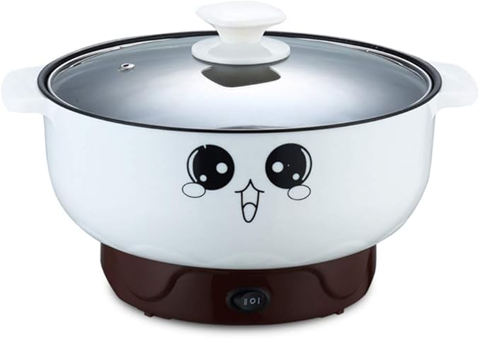 Electric Skillet 4-in-1 Multifunctional Electric Cooker Skillet Grill Pot for Cooking Rice Hotpot Soup Steam Eggs Fried Noodles Small Kitchen Cooker Non-Stick (2.3L without Steamer)