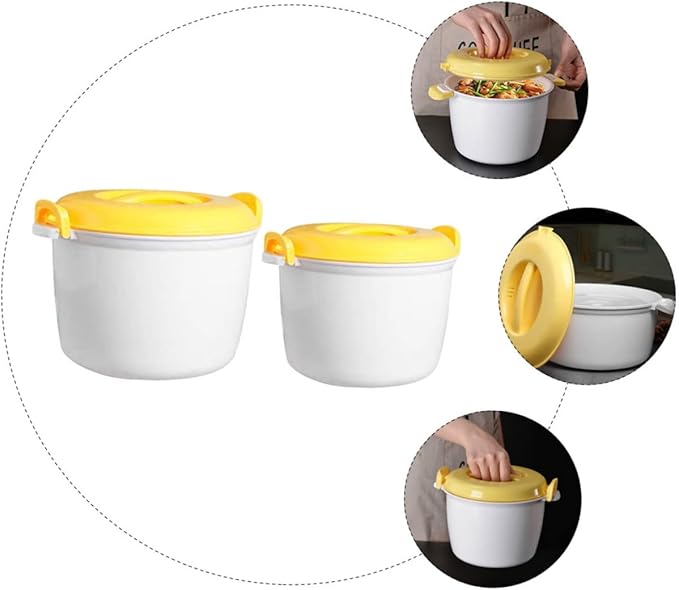 Garneck 2pcs Microwave Rice Cooker Small Rice Cooker Food Containers Steamer Lunch Box