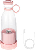 ZJchao USB Portable Blender Mini Personal Blender with 6 Stainless Steel Blades for Shakes Juices and Mixing 380ml BPA Free Travel Office Gym Home Green Pink (01)