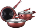 RUVOO Cookware Set Pots and Pans 3Pcs Cookware Set Wok Soup Pot with Lid Frying Pan Wrought Iron Non-Stick Cooking Pot Set Kitchen Kitchen Cooking Set