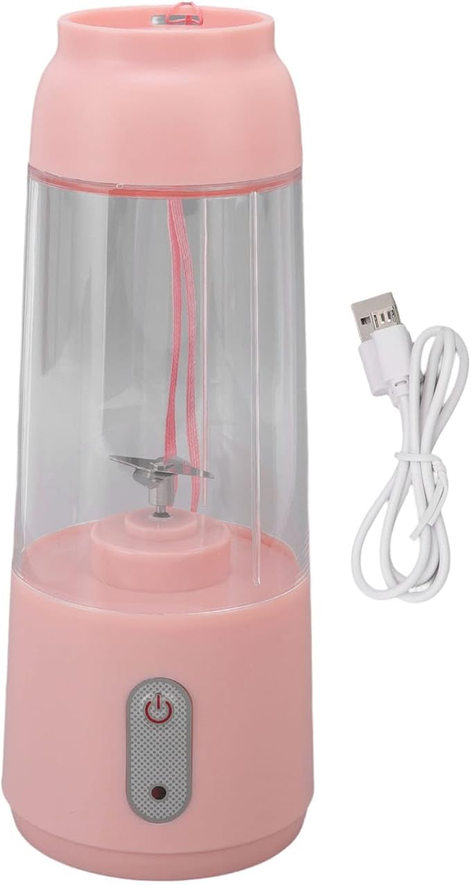 300ML Cup Blender Portable Blender Cup USB Charging Wireless Electric Blender Mini Personal Blender with Stainless Steel Blad for Mixing for Travel(Coral)