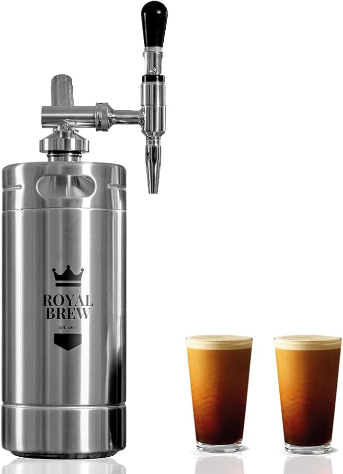 The Original Royal Brew Nitro Cold Brew Coffee Maker - Gift for Coffee Lovers - 128 oz Extra Large Home Keg Nitrogen Gas System Coffee Dispenser Kit