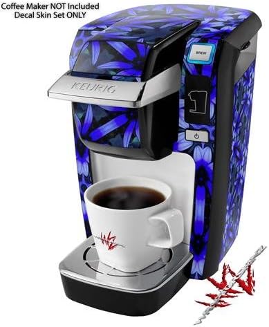 Decal Style Vinyl Skin compatible with Keurig K10 / K15 Mini Plus Coffee Makers Daisy Blue (COFFEE MAKER NOT INCLUDED)