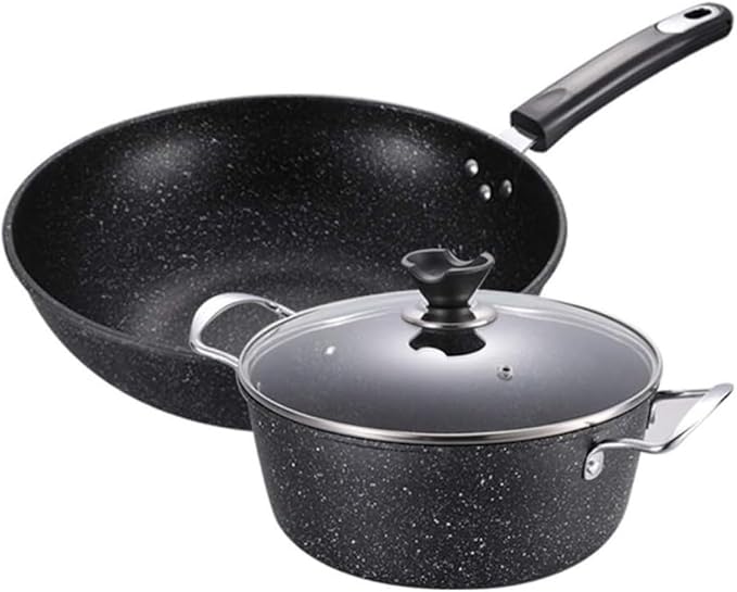 RUVOO Cookware Set Pots and Pans 2 Pcs Cookware Set Kitchen Soup Saucepan Thickened with Lid Soup Pot Kitchen Supplies Kitchen Cooking Set