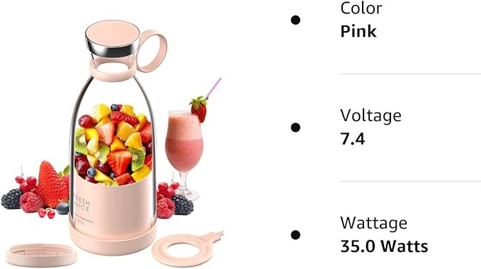 OTPEIR Portable Blender for Shakes and Smoothies with 11.83 Oz Travel Cup and LidDurable Stainless Steel Blades for Juice Blending Performance Pink