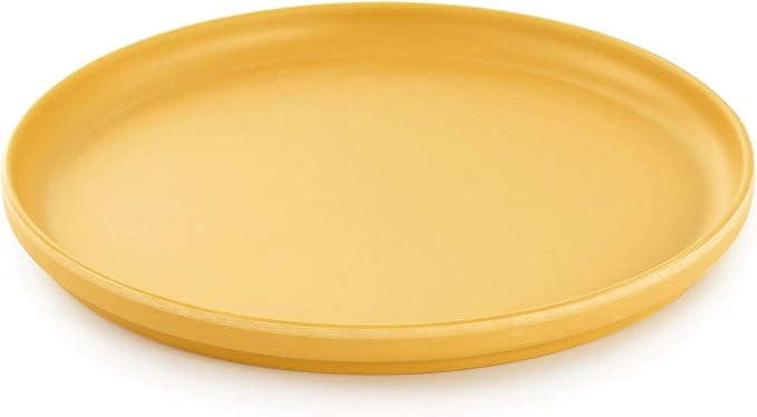 12 Piece Round Dinnerware Set in Yellow Pieces Solid Casual